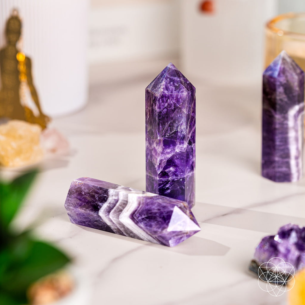 Chevron Amethyst Crystal Point – Break Negative Patterns & Addictions