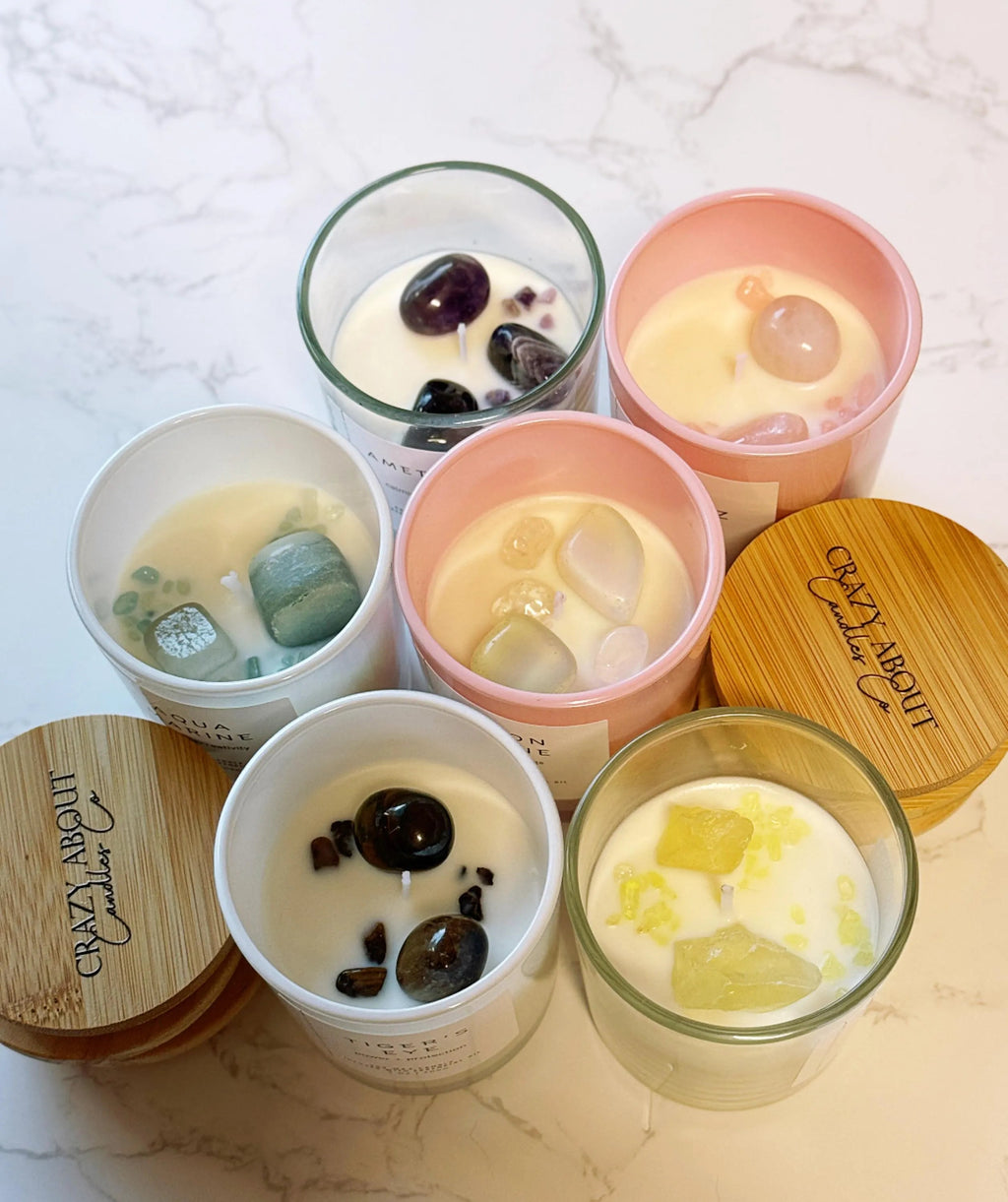 Energy Crystal Candle — Natural Soy Wax, Aromatherapy & Healing