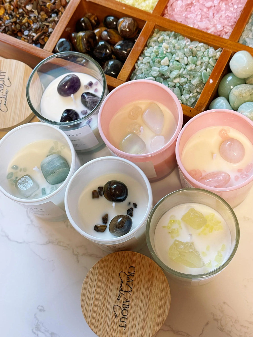 Energy Crystal Candle — Natural Soy Wax, Aromatherapy & Healing