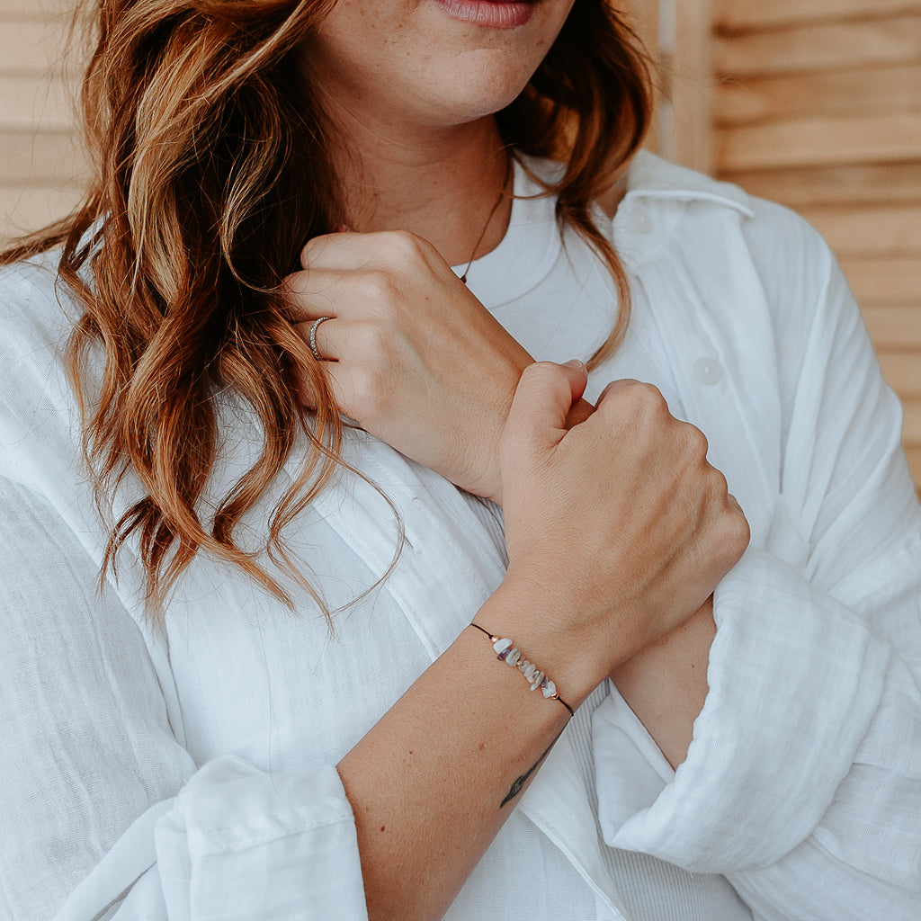 Grief crystal bracelet with an affirmation