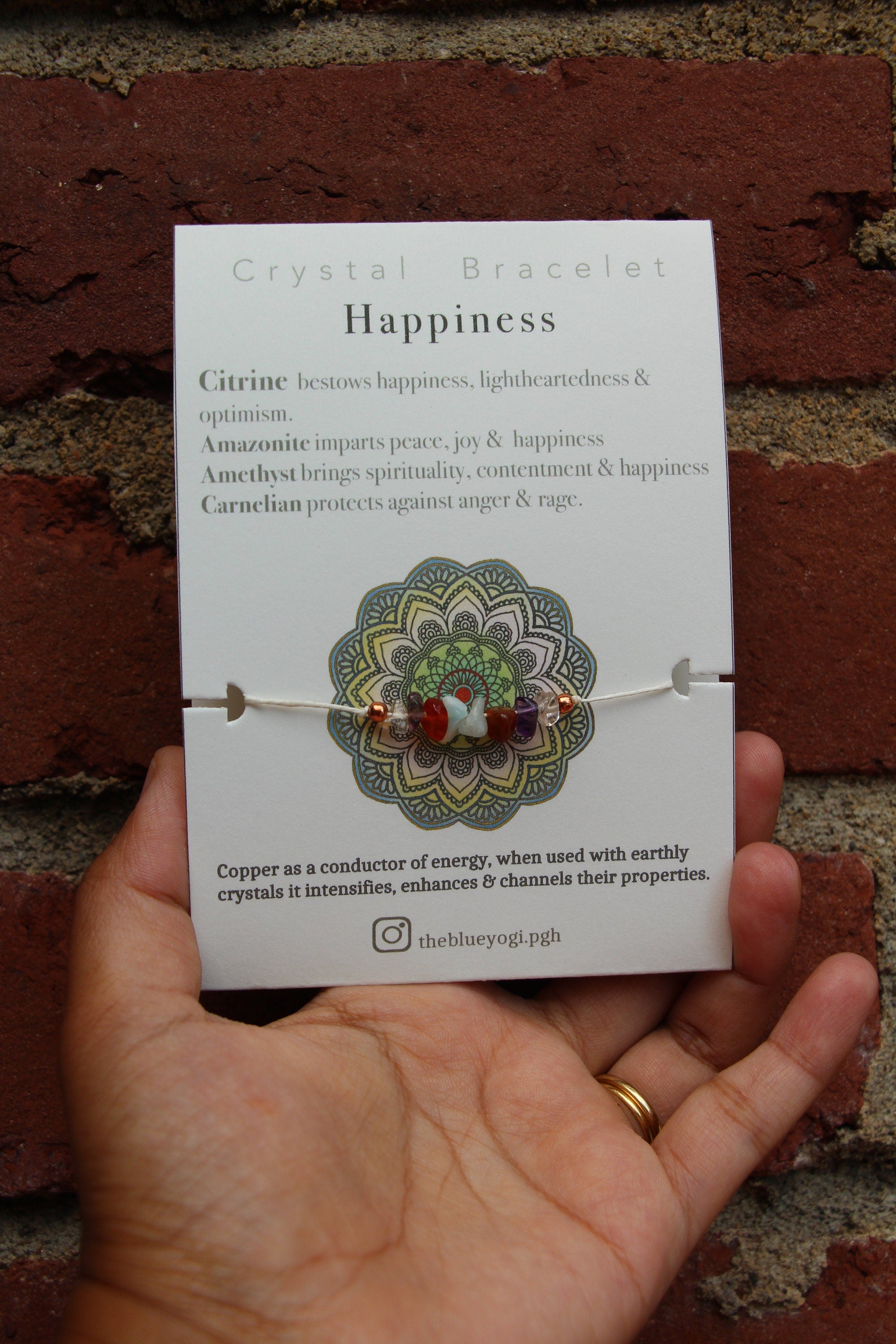 Happiness crystal bracelet, anklet, boho, casual & minimal  Tie