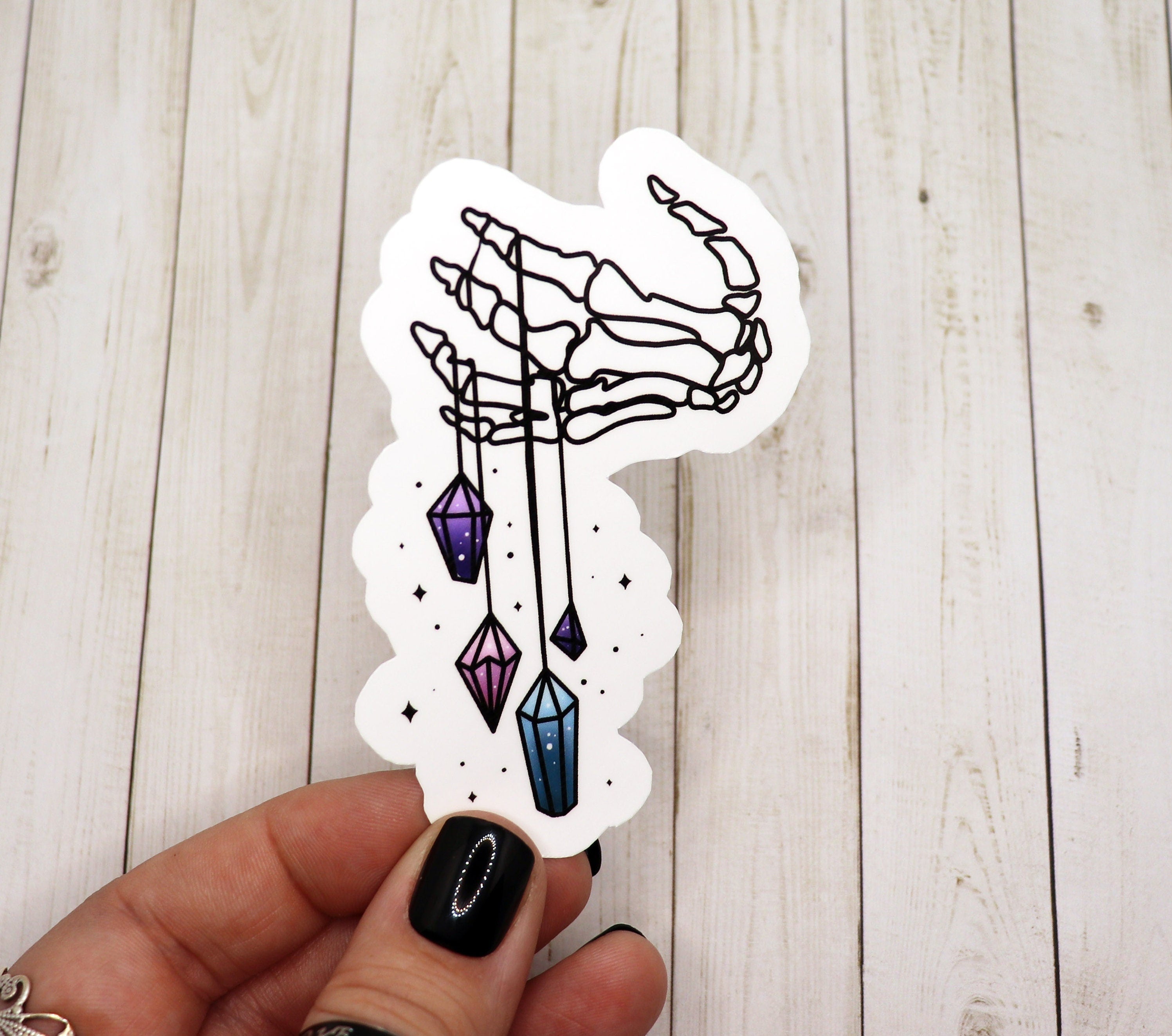 Skeleton Hand with Crystals Sticker